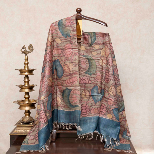 Handloom Tussar Silk Hand Painted Kalam Kari Dupatta