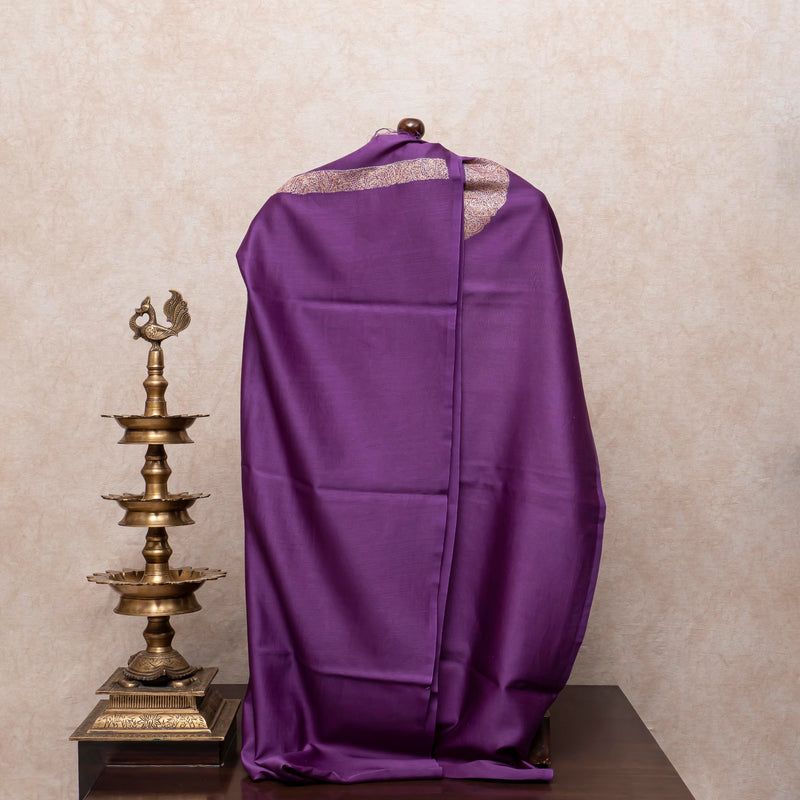 Chanderi Kurta & Dupatta With Kashmiri Sozni Hand Embroidery - Purple