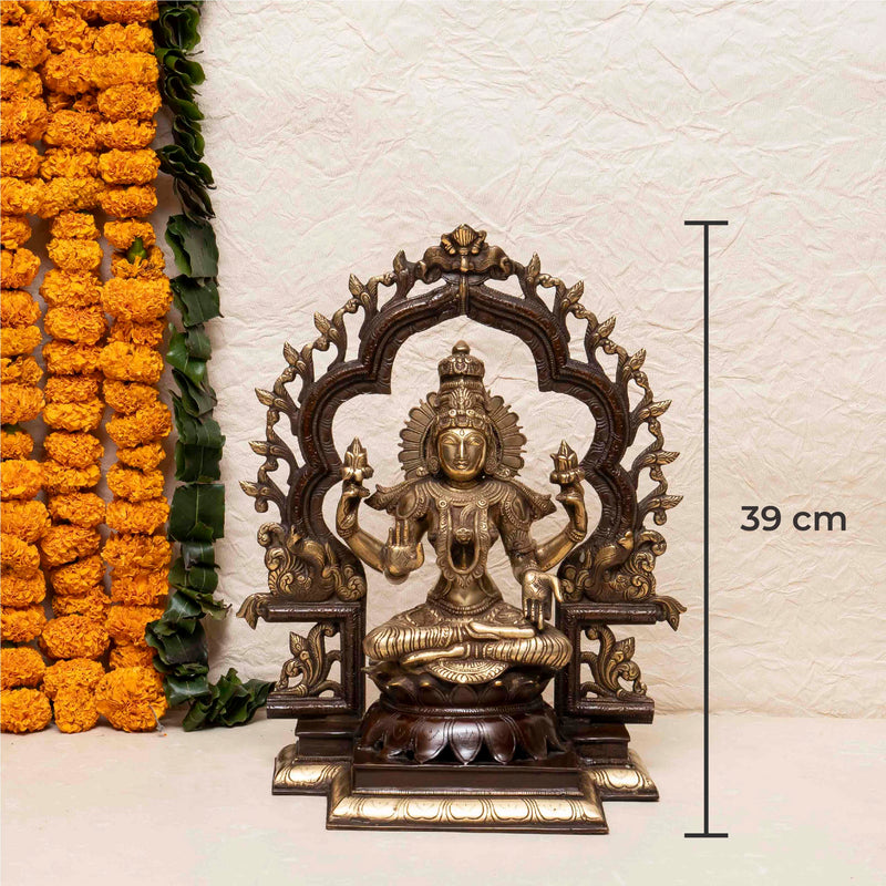 Handcrafted Brass Goddess Laxmi Statue With Prabhavali