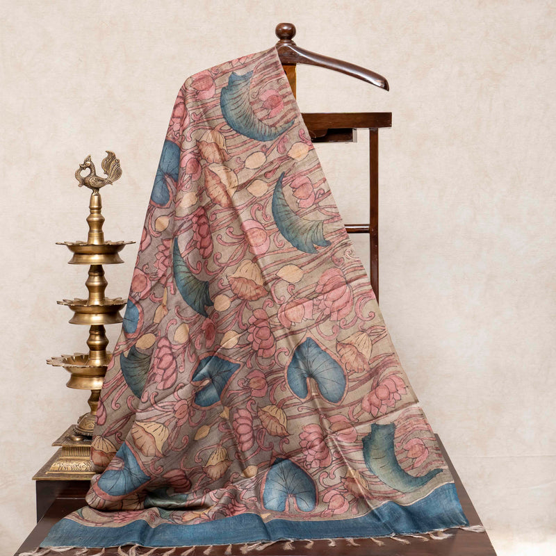 Handloom Tussar Silk Hand Painted Kalam Kari Dupatta