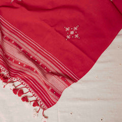 Handloom Kala Cotton Kurta Fabric With Mirror Work, Handloom Kala Cotton Bottom Fabric & Handloom Kala Cotton Dupatta With Mirror Work