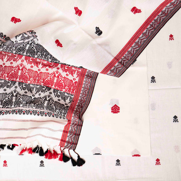 Handloom Cotton Kurta, Bottom Fabric & Handloom Cotton Dupatta