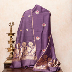 Handloom Handwoven Muga Silk Kurta - Bottom Fabric With Kadwa Weave & Handwoven Muga Silk Dupatta