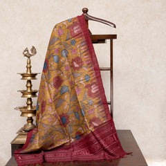 Handloom Tussar Silk Hand Painted Kalam Kari Dupatta