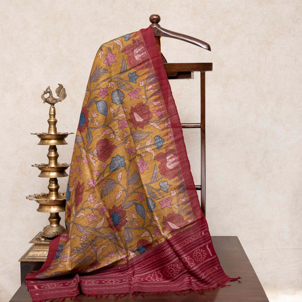 Handloom Tussar Silk Hand Painted Kalam Kari Dupatta