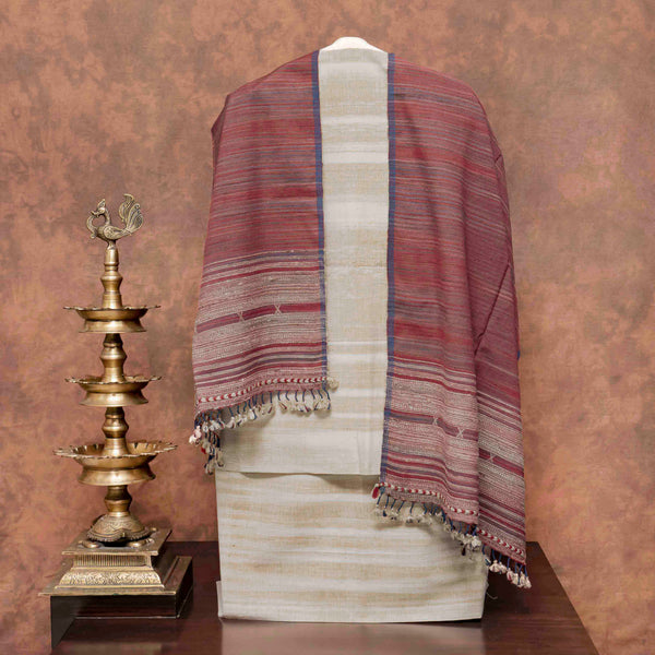 Handloom Khadi Cotton Kurta Bottom Fabric & Handloom Cotton Kutchi Weave Stole