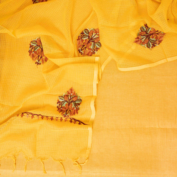 Handloom Cotton Kurta - Bottom Fabric & Hand Embroidery, Kota Doria Dupatta