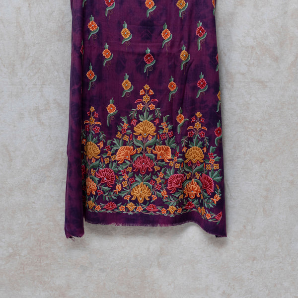 Purple Woollen Kurta And Bottom Fabric With Kashmiri hand embroidery