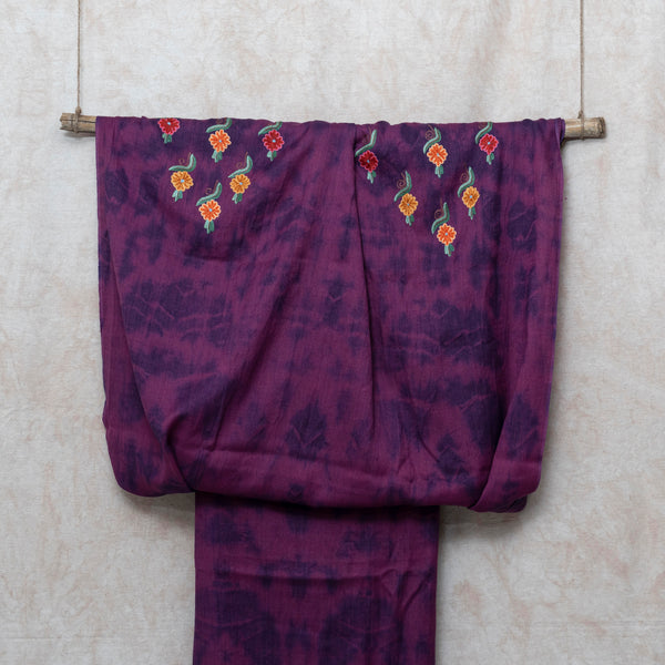 Purple Woollen Kurta And Bottom Fabric With Kashmiri hand embroidery