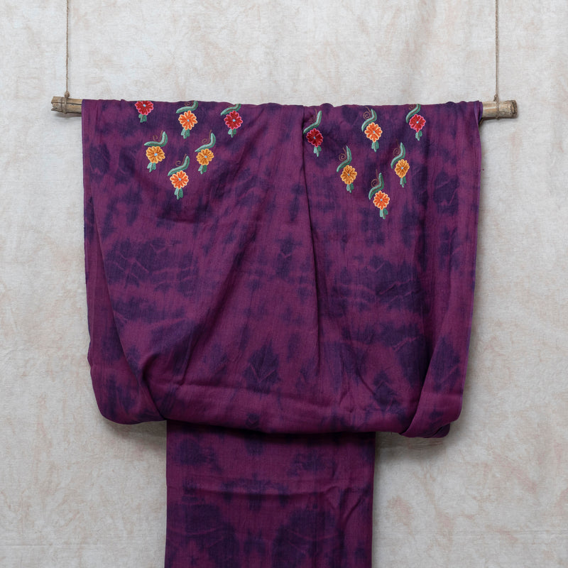 Purple Woollen Kurta And Bottom Fabric With Kashmiri hand embroidery