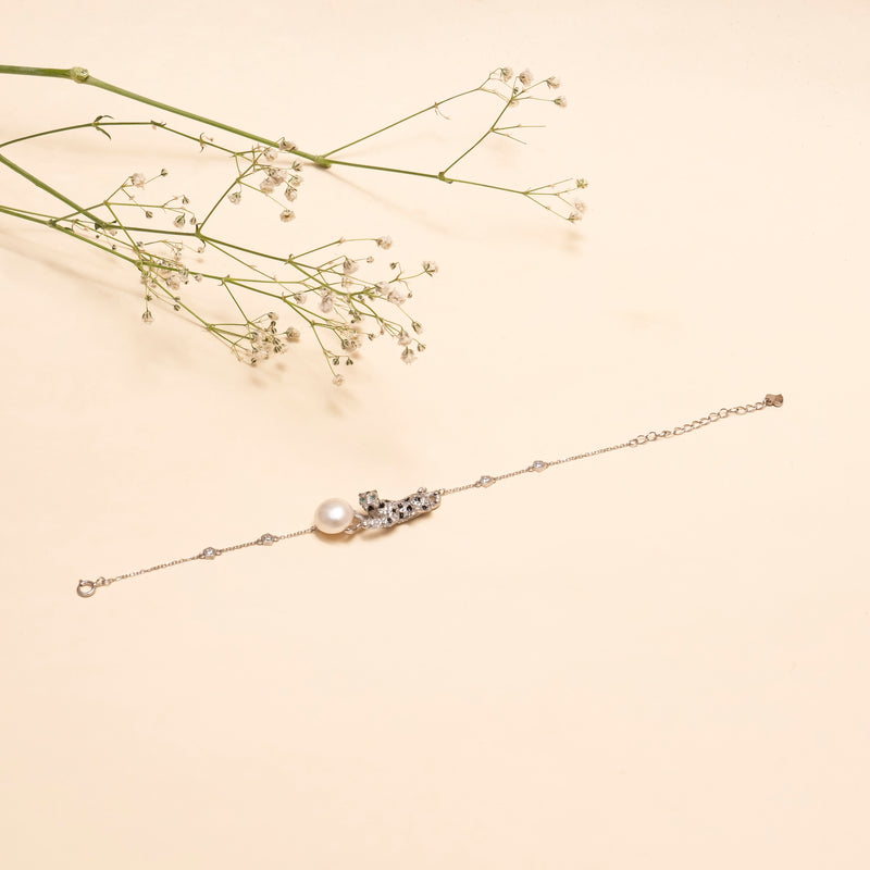 Panther Bracelet With Pearl - 92.5 Silver
