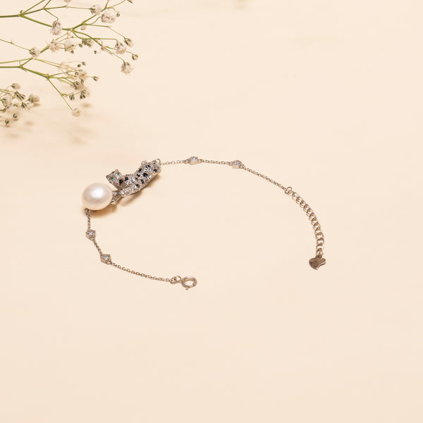Panther Bracelet With Pearl - 92.5 Silver