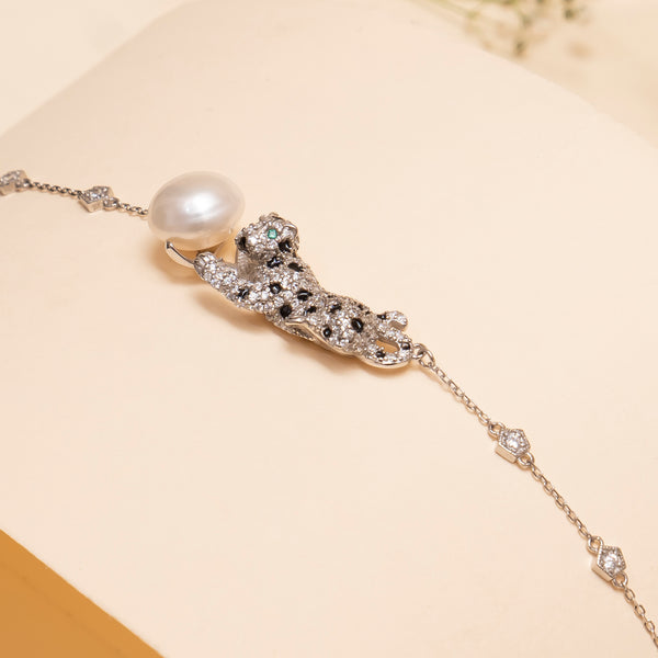 Panther Bracelet With Pearl - 92.5 Silver