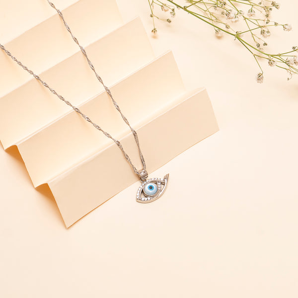 925 Sterling Silver Evil Eye Pendant With Chain With Zircon