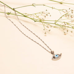 925 Sterling Silver Evil Eye Pendant With Chain With Zircon