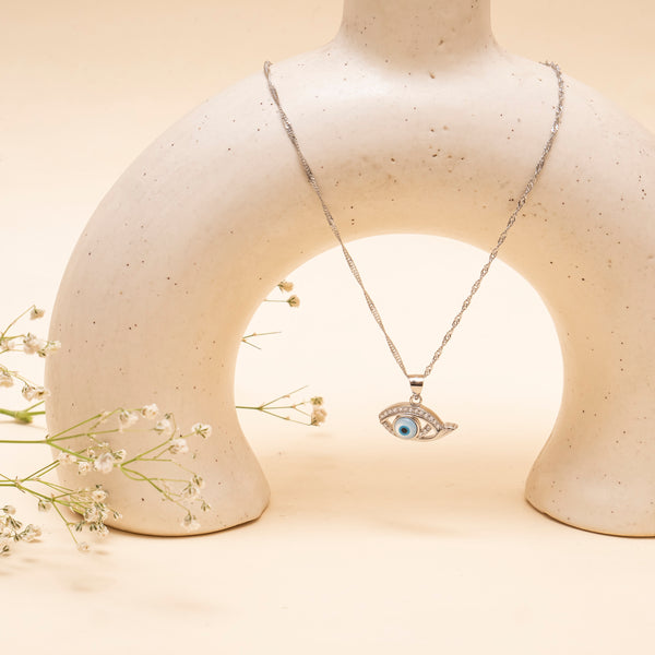 925 Sterling Silver Evil Eye Pendant With Chain With Zircon