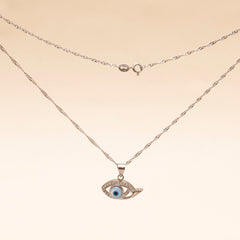 925 Sterling Silver Evil Eye Pendant With Chain With Zircon