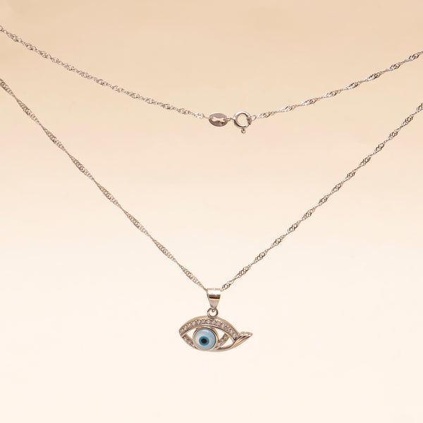 925 Sterling Silver Evil Eye Pendant With Chain With Zircon