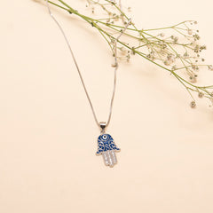 925 Silver - Evil Eye Hamsa Hand Pendant