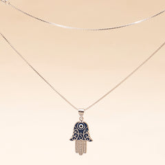 925 Silver - Evil Eye Hamsa Hand Pendant