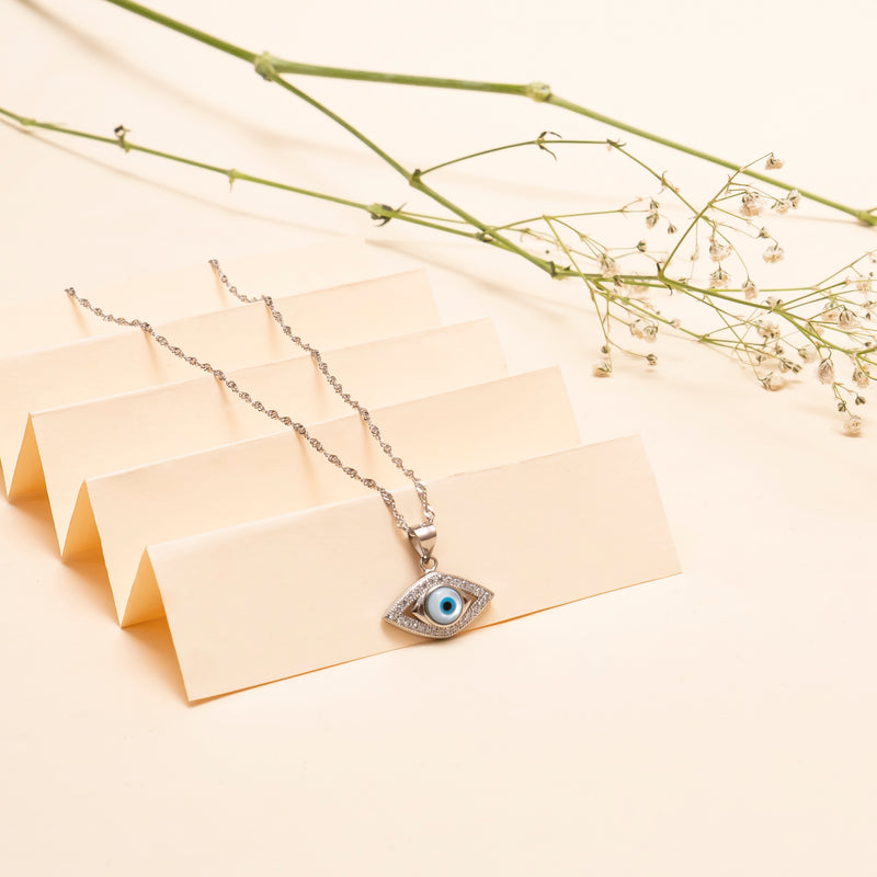 925 Silver - Evil Eye Pendant With Chain