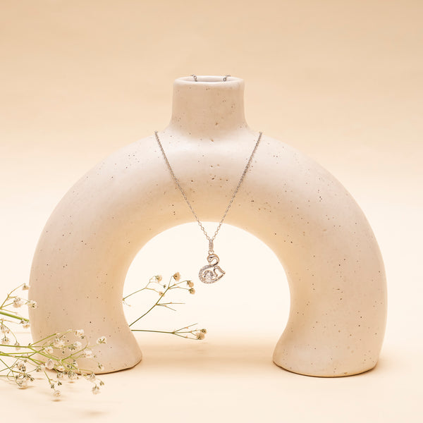 925 Silver - Swan Pendant (Solitaire in the centre)