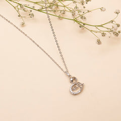 925 Silver - Swan Pendant (Solitaire in the centre)