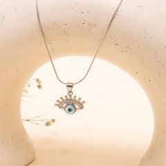 925 Silver - Evil Eye Pendant With Chain