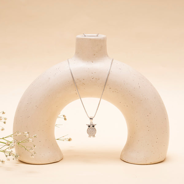 925 Silver - Owl Pendant With Chain