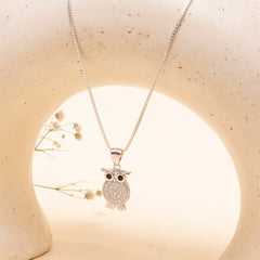 925 Silver - Owl Pendant With Chain