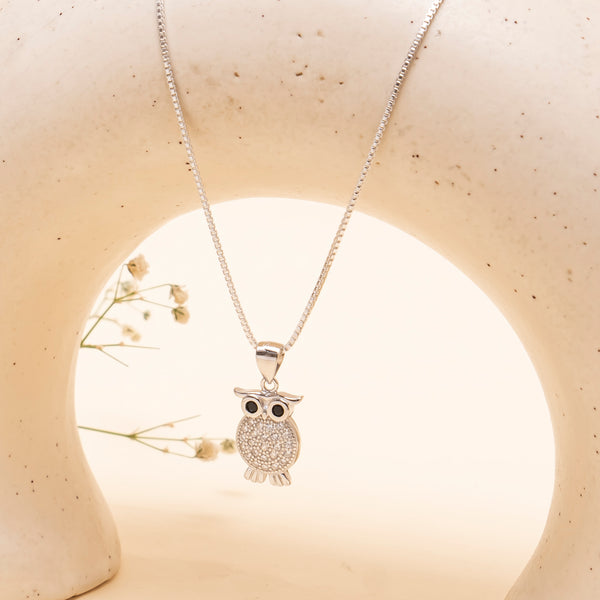 925 Silver - Owl Pendant With Chain