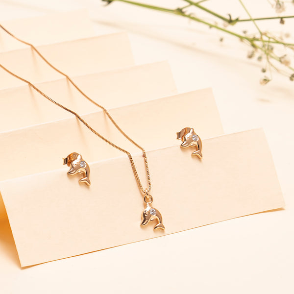 925 Silver - Dolfin Pendant With Earrings
