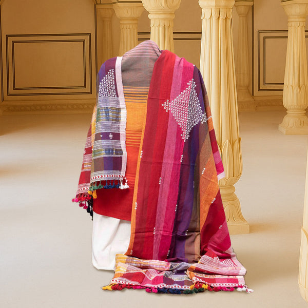 Vibrant Grace Handloom Kala Cotton Kurta, Bottom & Dupatta Set