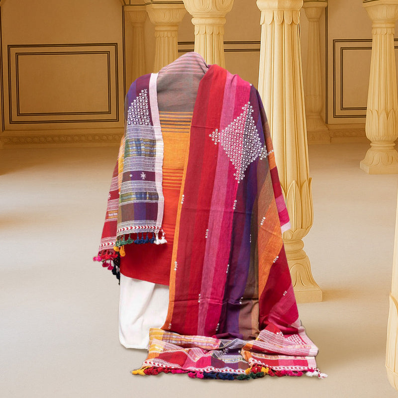 Vibrant Grace Handloom Kala Cotton Kurta, Bottom & Dupatta Set