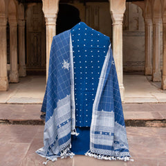 Azure Charm Handloom Kala Cotton Bandhani Suit Set