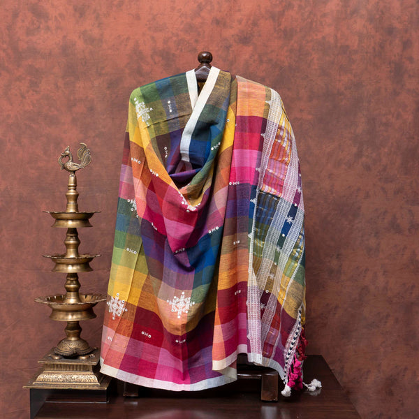 Rainbow Charm Handloom Kala Cotton Suit Set with Mirror Work