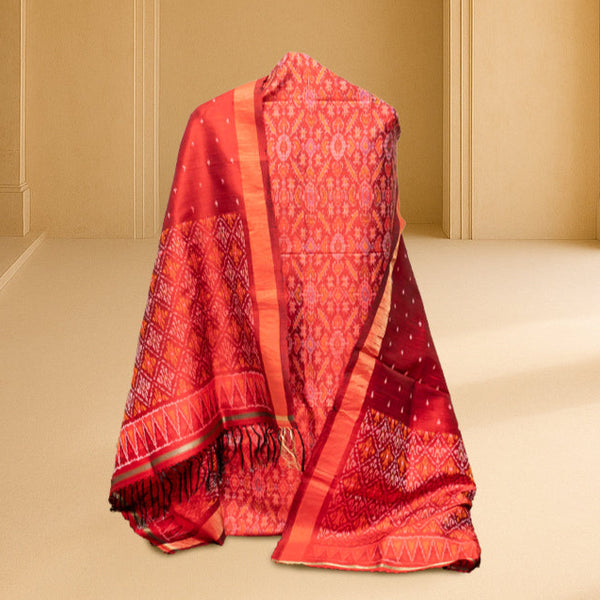 Regal Flame Ikkat Elegance Drape