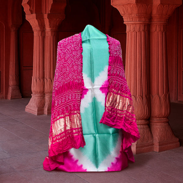 Mehfil-e-Rang Clamp Dye Bandhej Ensemble